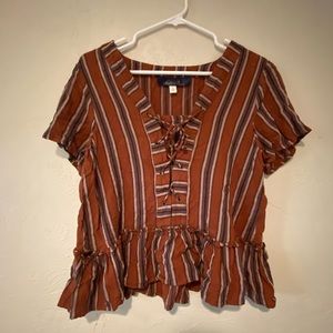 Blue Rain Orange Stripped Vintage Blouse